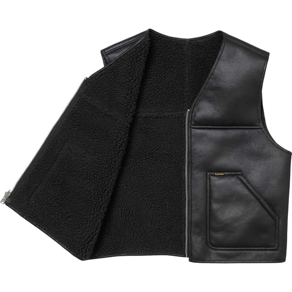 Supreme Reversible Faux Shearling Vest - Black (front)