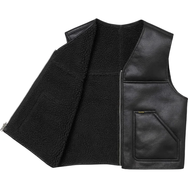 Supreme Reversible Faux Shearling Vest - Black (front)
