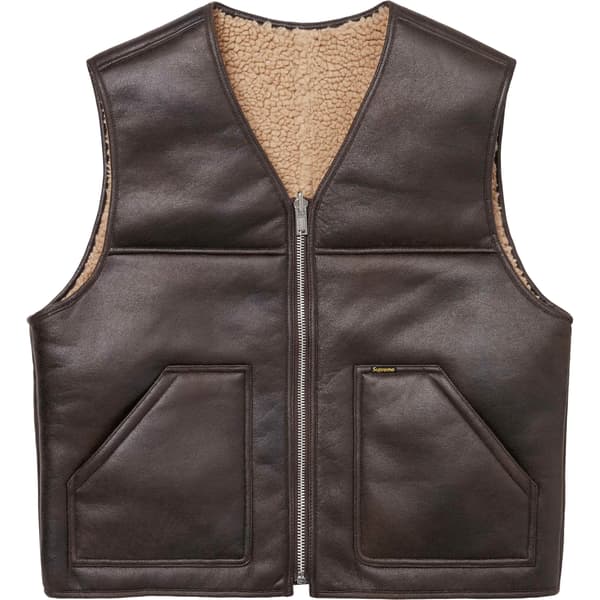 Supreme Reversible Faux Shearling Vest - Brown (front)