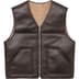 Supreme Reversible Faux Shearling Vest - Brown (front)