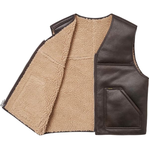 Supreme Reversible Faux Shearling Vest - Brown (front)