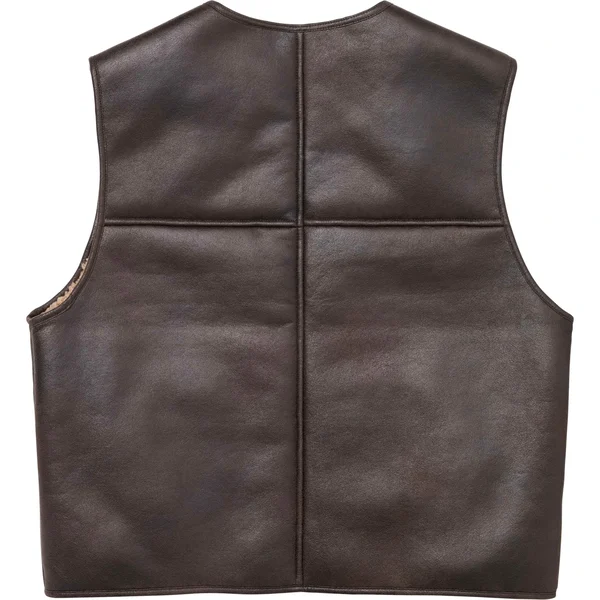 Supreme Reversible Faux Shearling Vest - Brown (front)