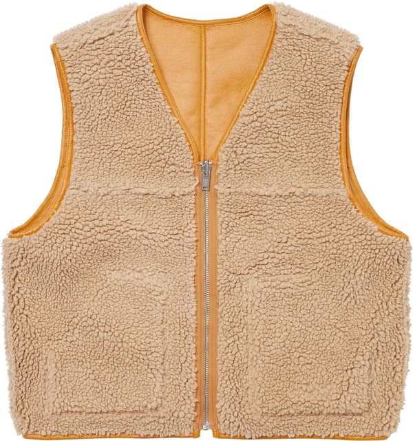 Supreme Reversible Faux Shearling Vest - Yellow (front)