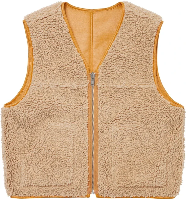 Supreme Reversible Faux Shearling Vest - Yellow (front)