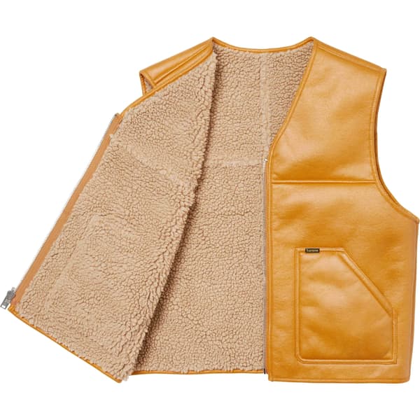 Supreme Reversible Faux Shearling Vest - Yellow (front)