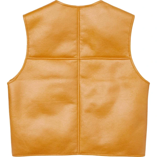 Supreme Reversible Faux Shearling Vest - Yellow (front)