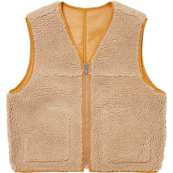 Supreme Reversible Faux Shearling Vest - Yellow (front)