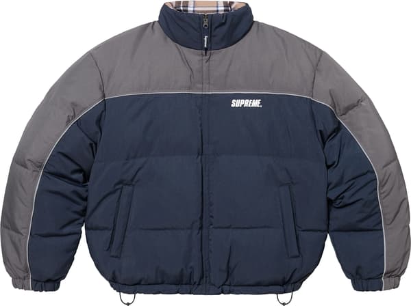 Supreme Reversible Puffer Jacket - Navy (front)