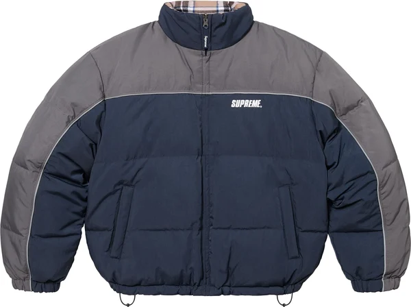 Supreme Reversible Puffer Jacket - Navy (front)
