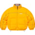 Supreme Reversible Puffer Jacket - Yellow (front)
