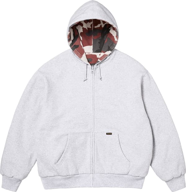 Supreme Reversible Work Zip Up Hooded Sweatshirt - Ash Grey (front)