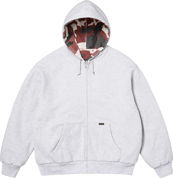 Supreme Reversible Work Zip Up Hooded Sweatshirt - Ash Grey (front)