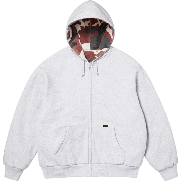 Supreme Reversible Work Zip Up Hooded Sweatshirt - Ash Grey (front)