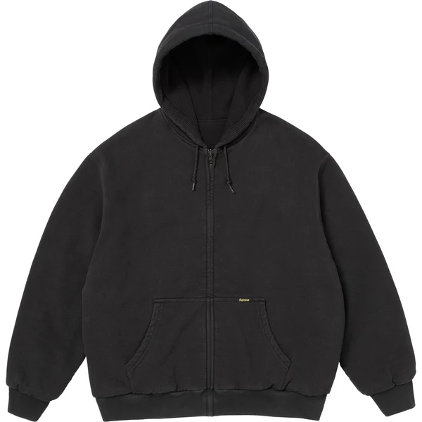 Supreme Reversible Work Zip Up Hooded Sweatshirt - Black (front)