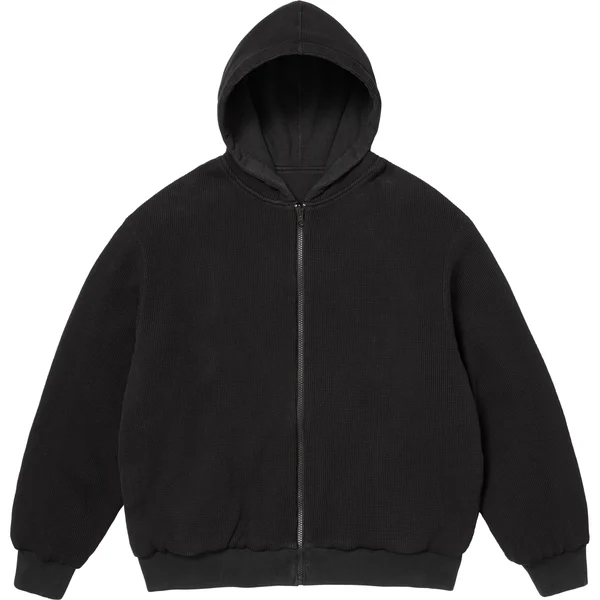 Supreme Reversible Work Zip Up Hooded Sweatshirt - Black (front)