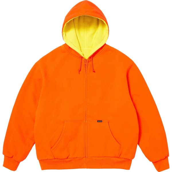 Supreme Reversible Work Zip Up Hooded Sweatshirt - Bright Orange (front)