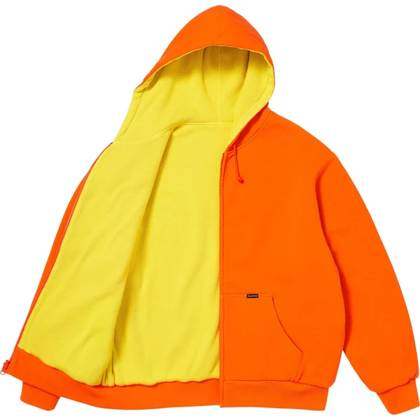 Supreme Reversible Work Zip Up Hooded Sweatshirt - Bright Orange (front)