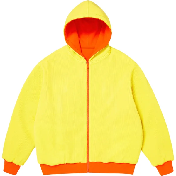 Supreme Reversible Work Zip Up Hooded Sweatshirt - Bright Orange (front)