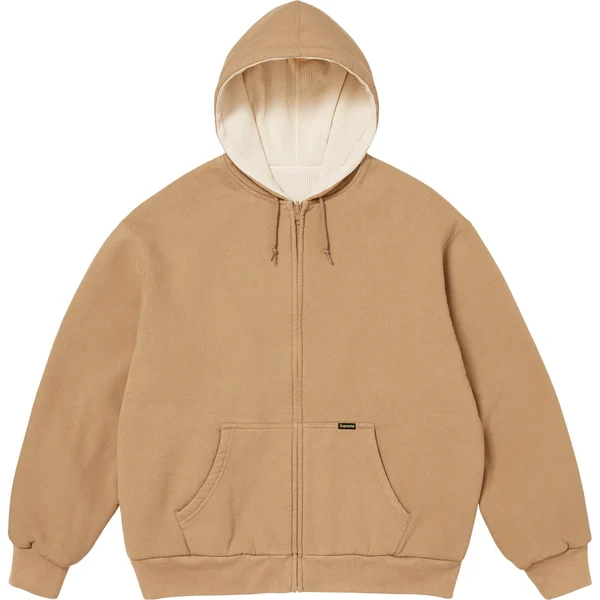Supreme Reversible Work Zip Up Hooded Sweatshirt - Light Tan (front)