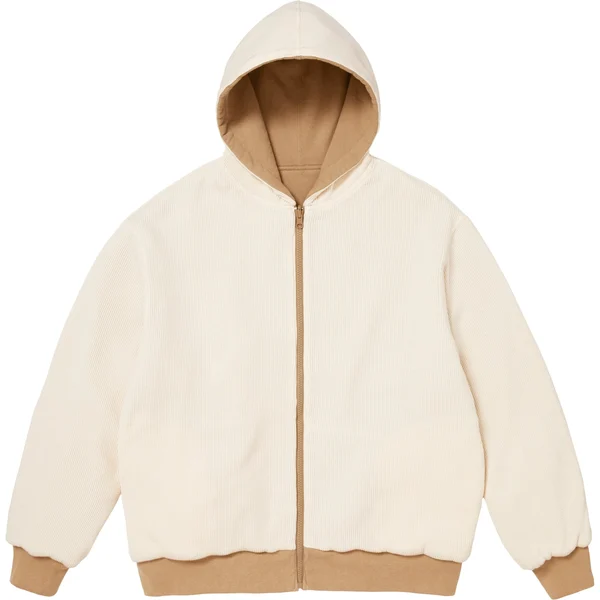 Supreme Reversible Work Zip Up Hooded Sweatshirt - Light Tan (front)