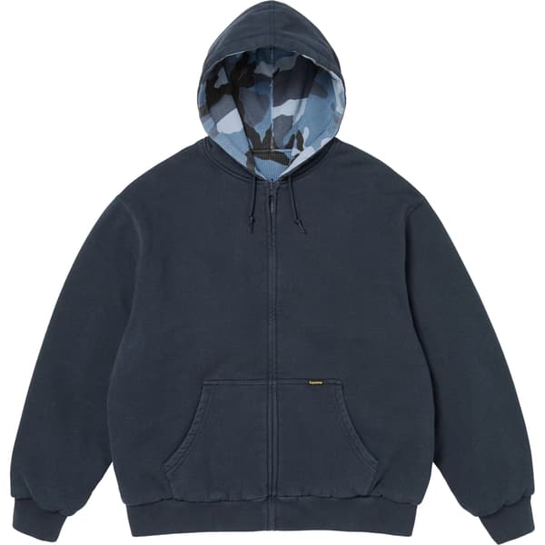 Supreme Reversible Work Zip Up Hooded Sweatshirt - Navy (front)