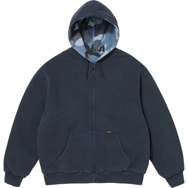 Supreme Reversible Work Zip Up Hooded Sweatshirt - Navy (front)
