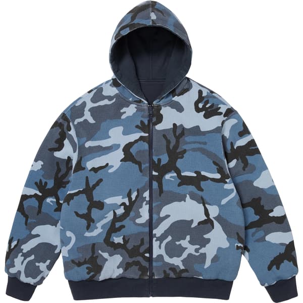 Supreme Reversible Work Zip Up Hooded Sweatshirt - Navy (front)