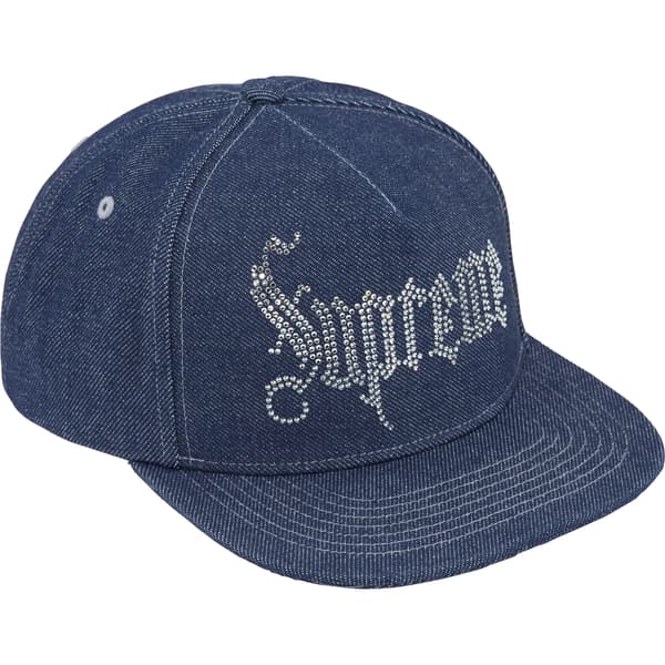 Supreme Rhinestone 5-Panel - Denim (front)