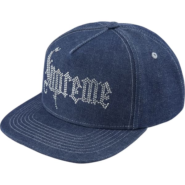 Supreme Rhinestone 5-Panel - Denim (front)