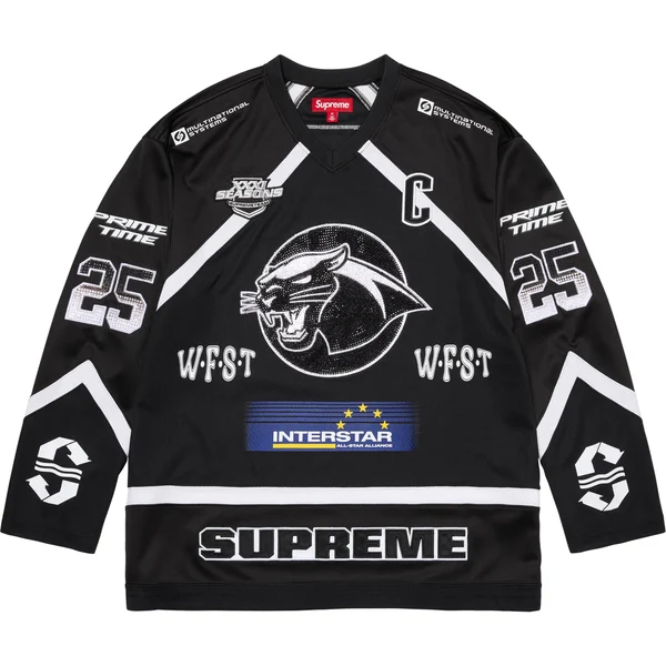 Supreme Rhinestone Hockey Jersey - Black (front)