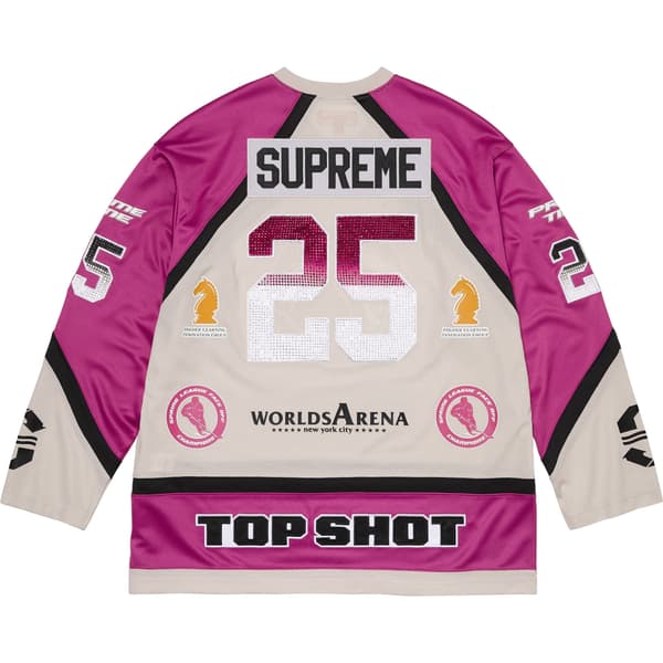 Supreme Rhinestone Hockey Jersey - Light Grey (front)