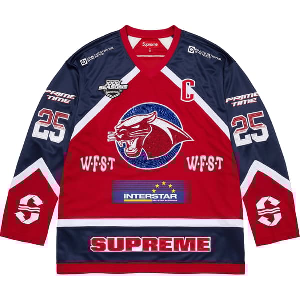 Supreme Rhinestone Hockey Jersey - Red (front)