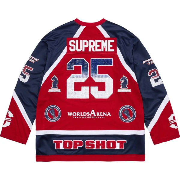 Supreme Rhinestone Hockey Jersey - Red (front)