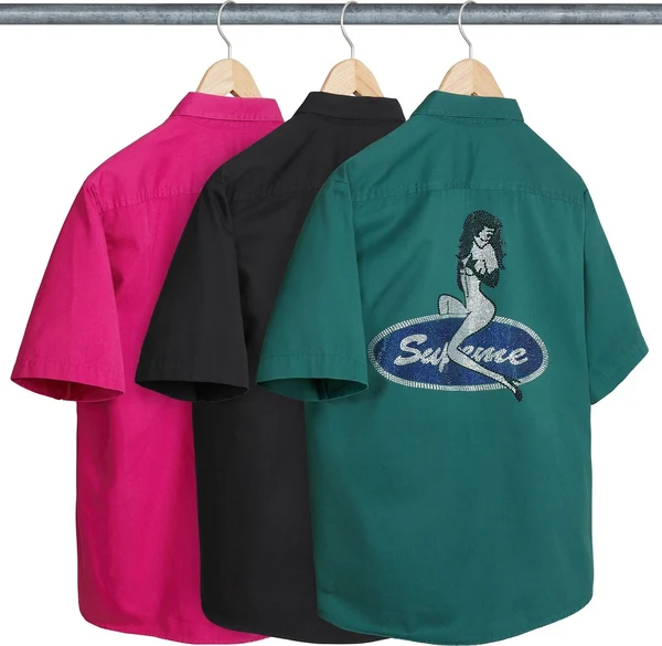 Supreme Rhinestone Pin Up S/S Work Shirt - Product Image