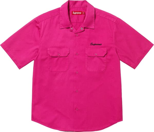Supreme Rhinestone Pin Up S/S Work Shirt - Fuchsia (front)