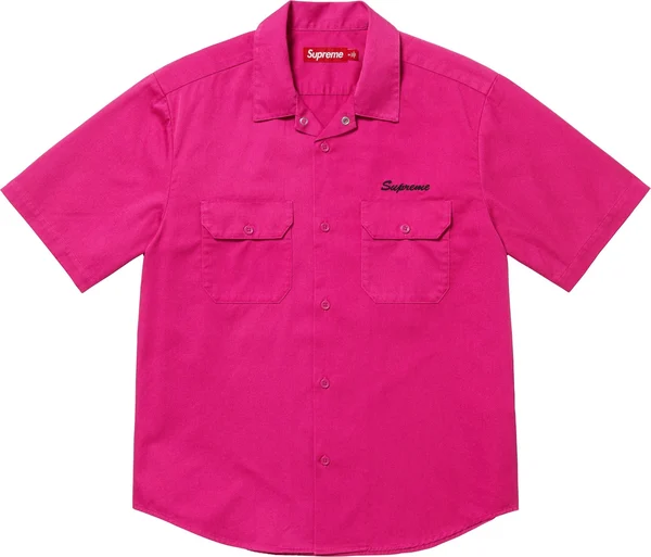 Supreme Rhinestone Pin Up S/S Work Shirt - Fuchsia (front)