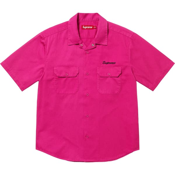 Supreme Rhinestone Pin Up S/S Work Shirt - Fuchsia (front)