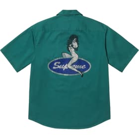 Supreme Rhinestone Pin Up S/S Work Shirt Work Green