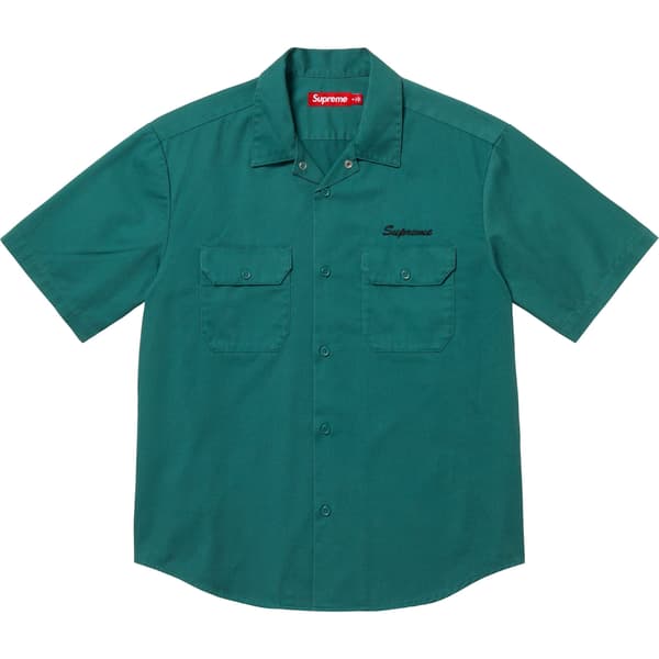 Supreme Rhinestone Pin Up S/S Work Shirt - Work Green (front)