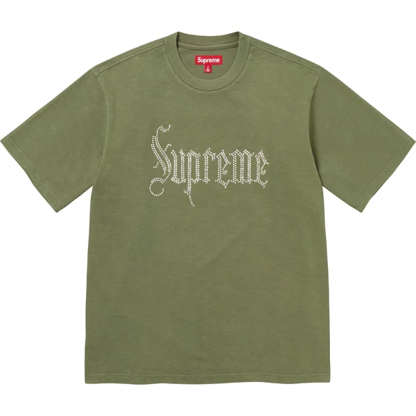 Supreme Rhinestone S/S Top - Olive (front)