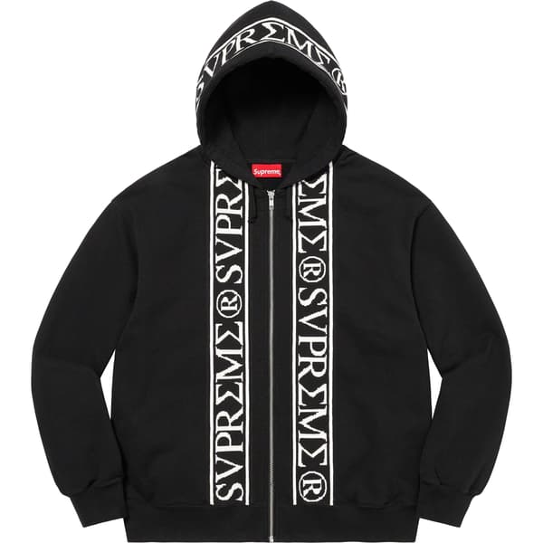 Supreme Roman Zip Up Hooded Sweatshirt - Black (front)
