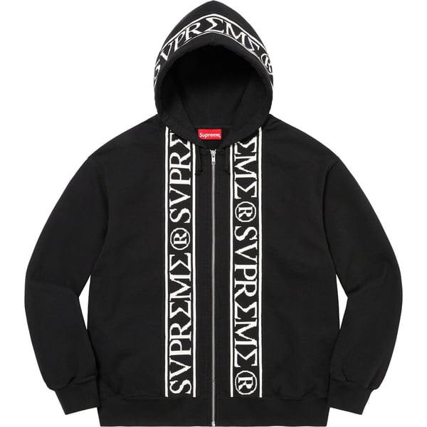 Supreme Roman Zip Up Hooded Sweatshirt - Black (front)