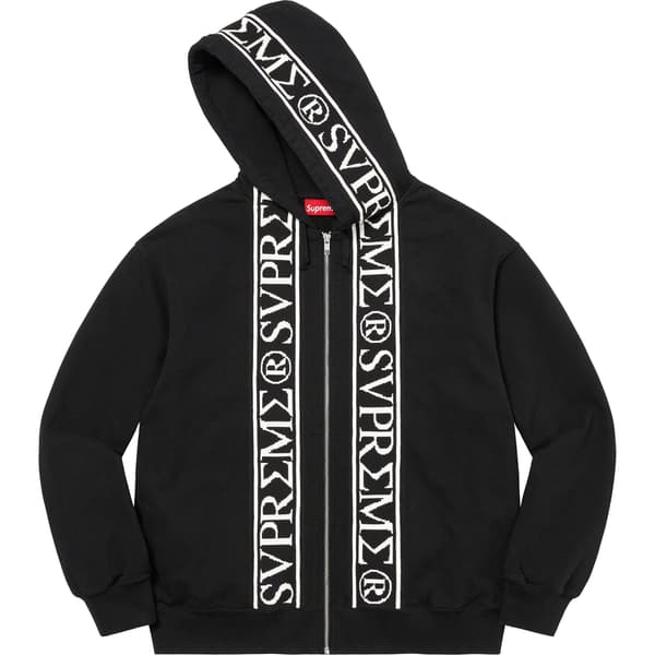 Supreme Roman Zip Up Hooded Sweatshirt - Black (front)