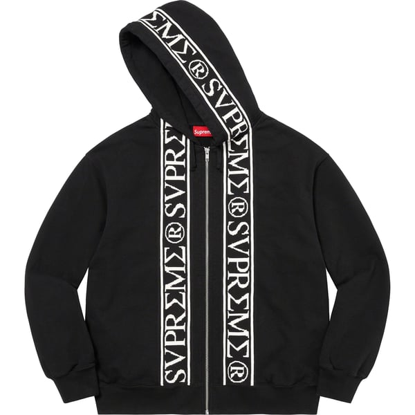 Supreme Roman Zip Up Hooded Sweatshirt - Black (front)