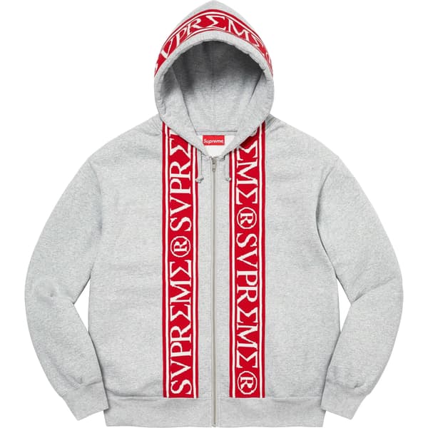 Supreme Roman Zip Up Hooded Sweatshirt - Heather Grey (front)