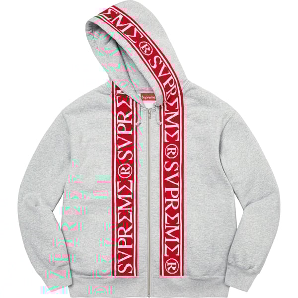 Supreme Roman Zip Up Hooded Sweatshirt - Heather Grey (front)