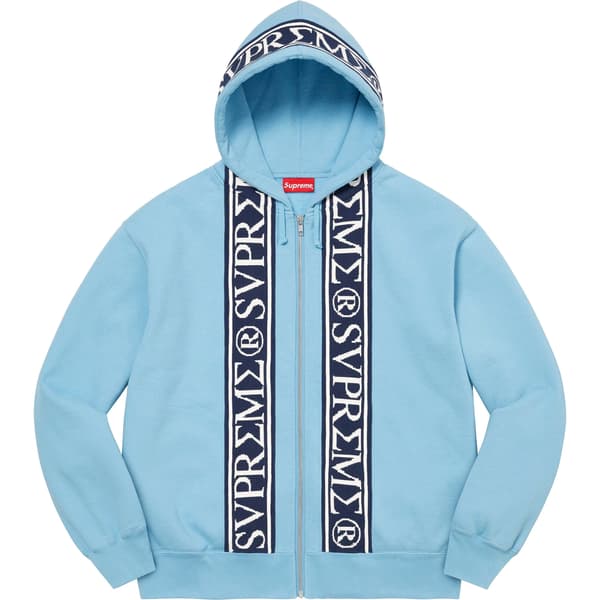 Supreme Roman Zip Up Hooded Sweatshirt - Light Blue (front)