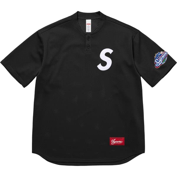 Supreme S Logo Baseball Henley - Black (front)