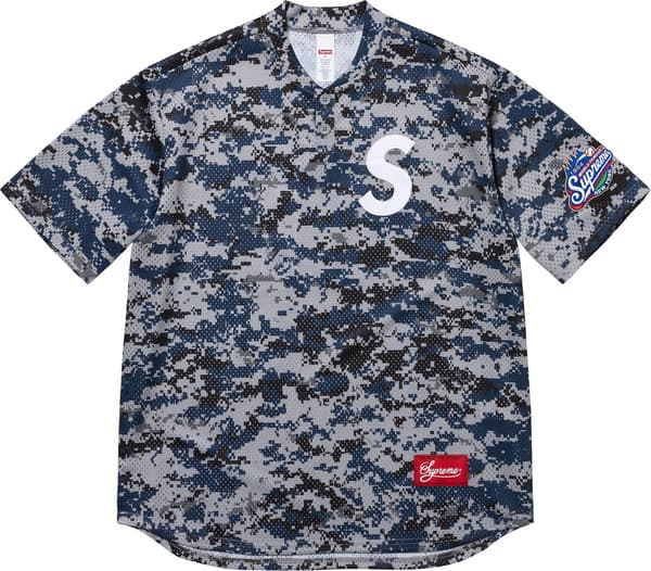 Supreme S Logo Baseball Henley - Digi Camo (front)