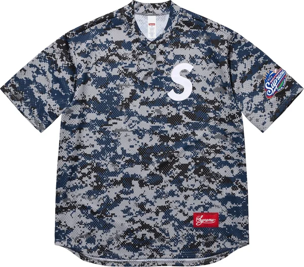 Supreme S Logo Baseball Henley - Digi Camo (front)